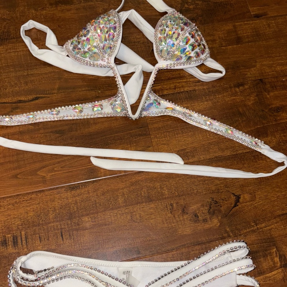 White Rhinestone Bikini Set - Picture 2 of 4